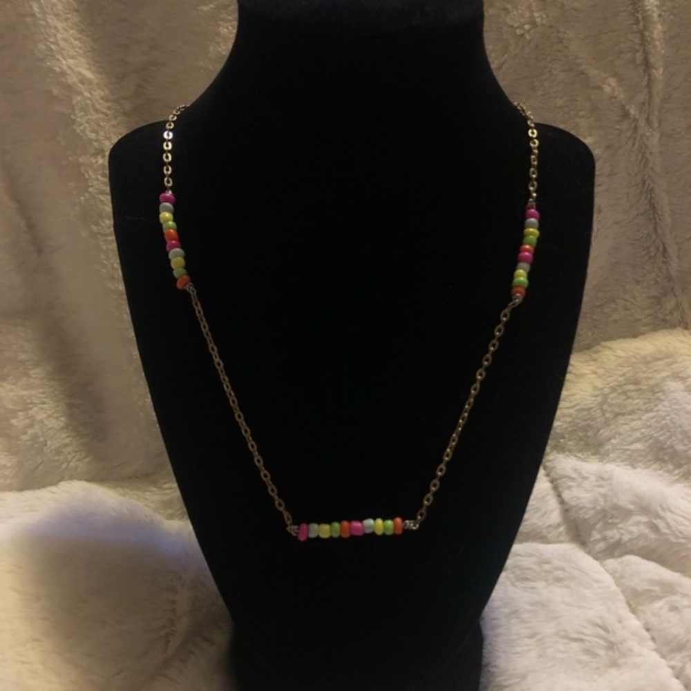 Colorful beaded bar necklace